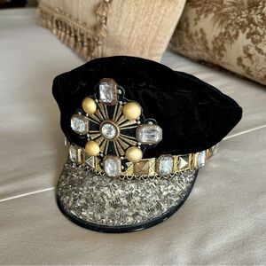 HOORAY HENRI VINTAGE Embellished Black and Gold Cap
